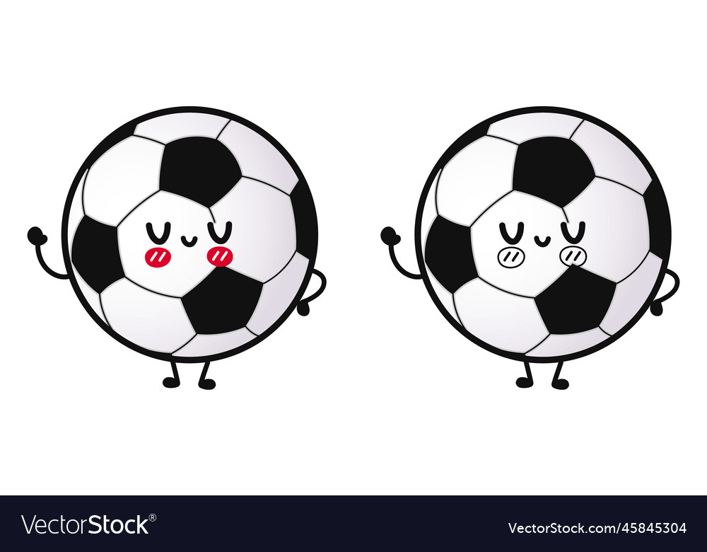 Funny cute happy soccer ball characters bundle set