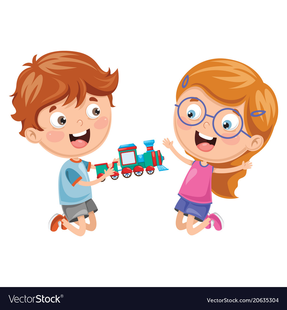 Kids playing with toys Royalty Free Vector Image