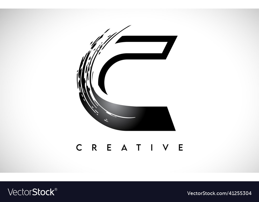 Outline monogram letter c brush stroke design Vector Image