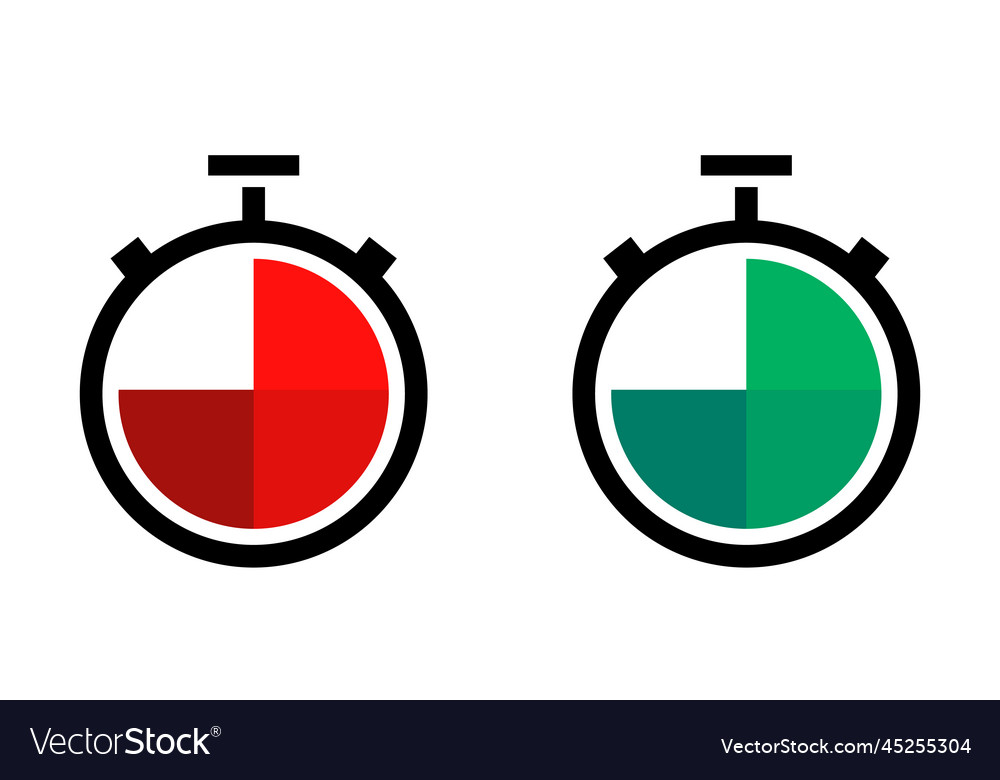 Red and Green Timer Icon Set - Alerts & Measuremen