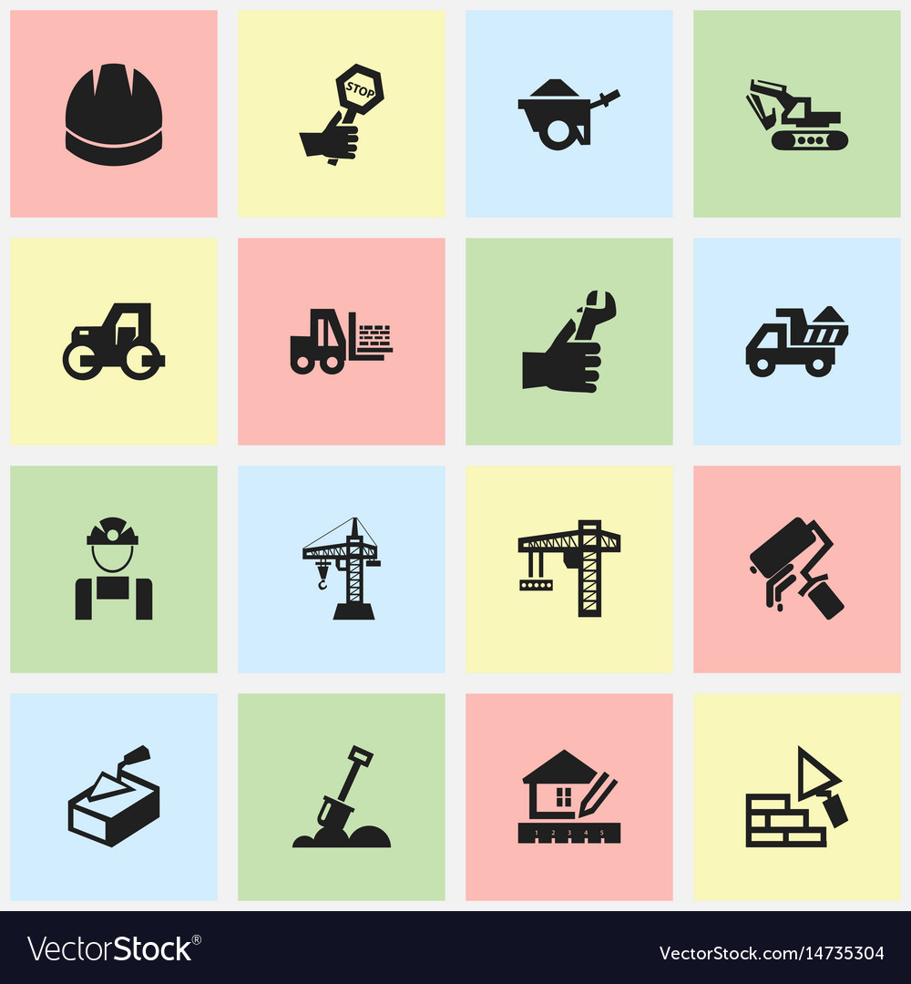 Set of 16 editable structure icons includes