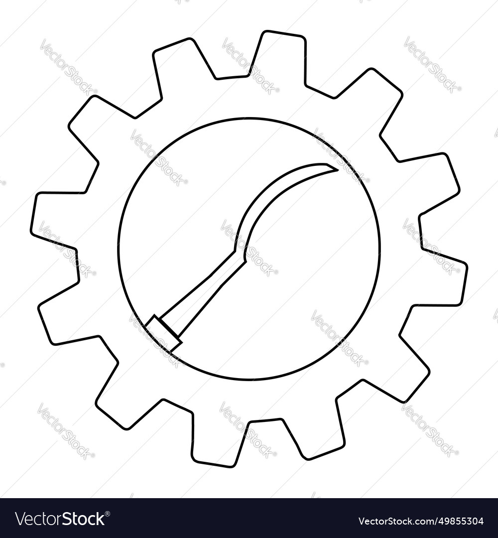 Simple of chisel icon in gear for app or web vector image Simple of chisel icon in gear for app or web
