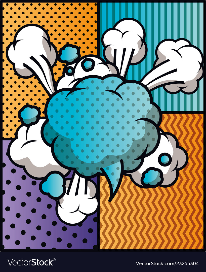 Speech bubble and set patterns pop art style