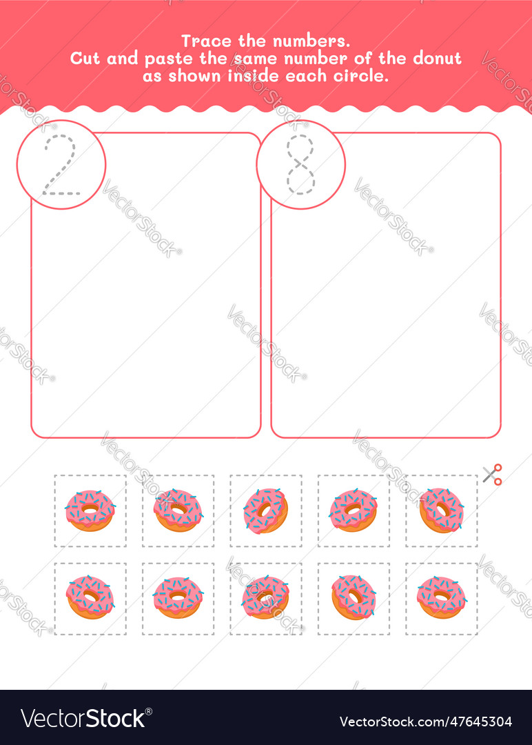 Two and eight counting tracing number vector image Two and eight counting tracing number