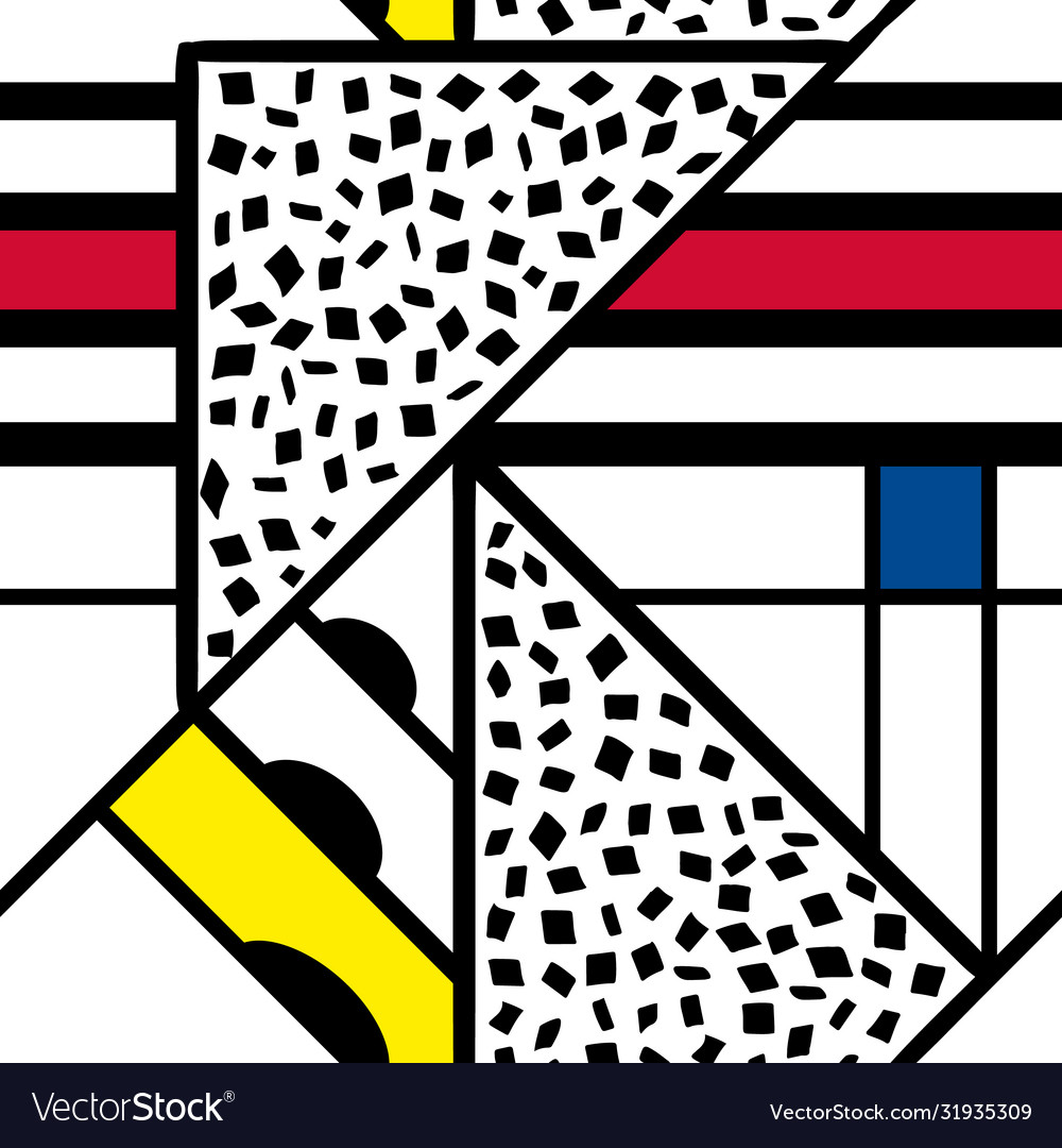 Abstract mondrian style seamless pattern