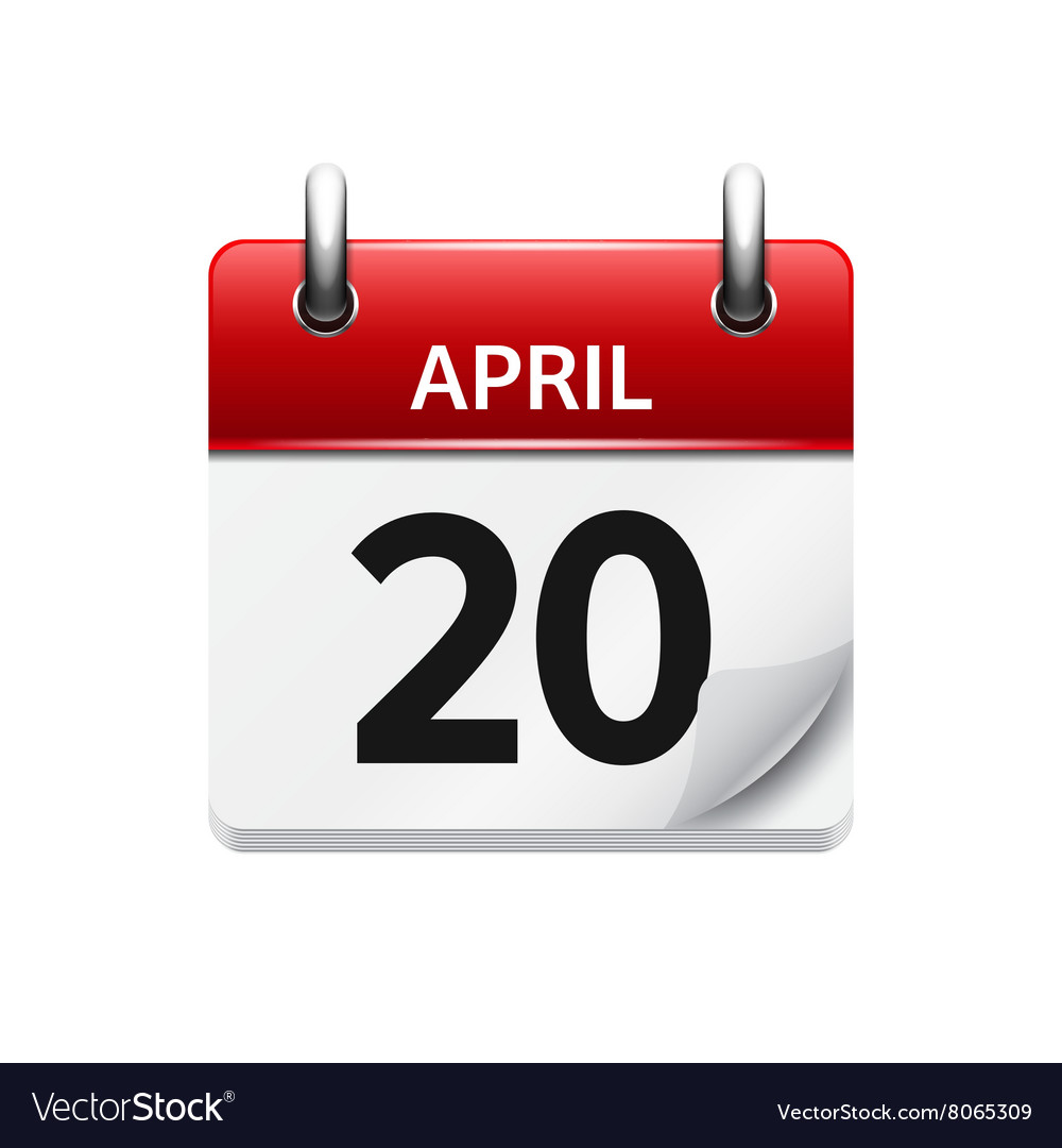 April 20 flat daily calendar icon Date Royalty Free Vector