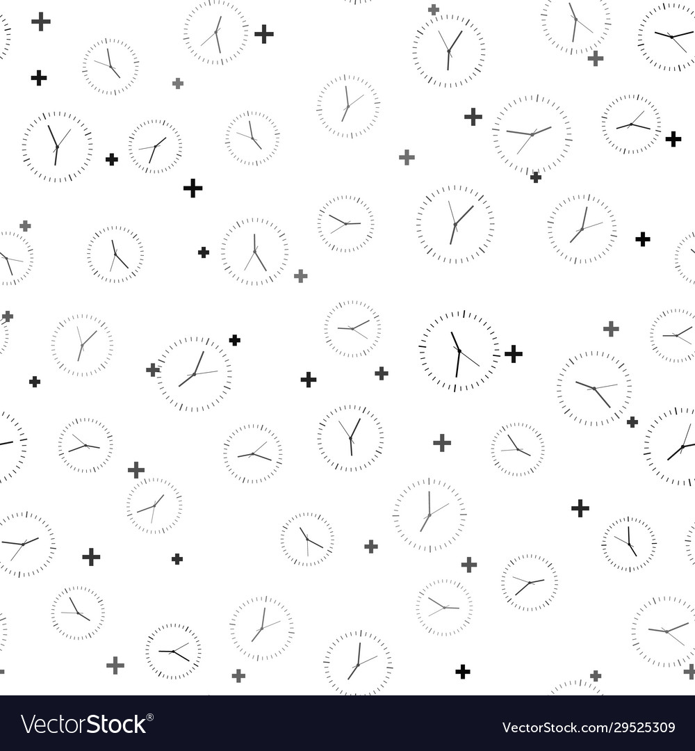 Black clock icon isolated seamless pattern vector image Black clock icon isolated seamless pattern