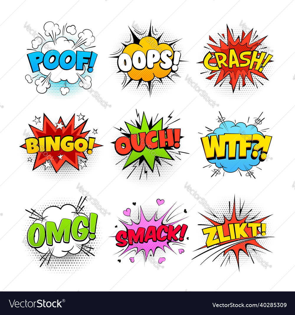 Free Vector  Ding pop art comic speech bubbles book sound effects