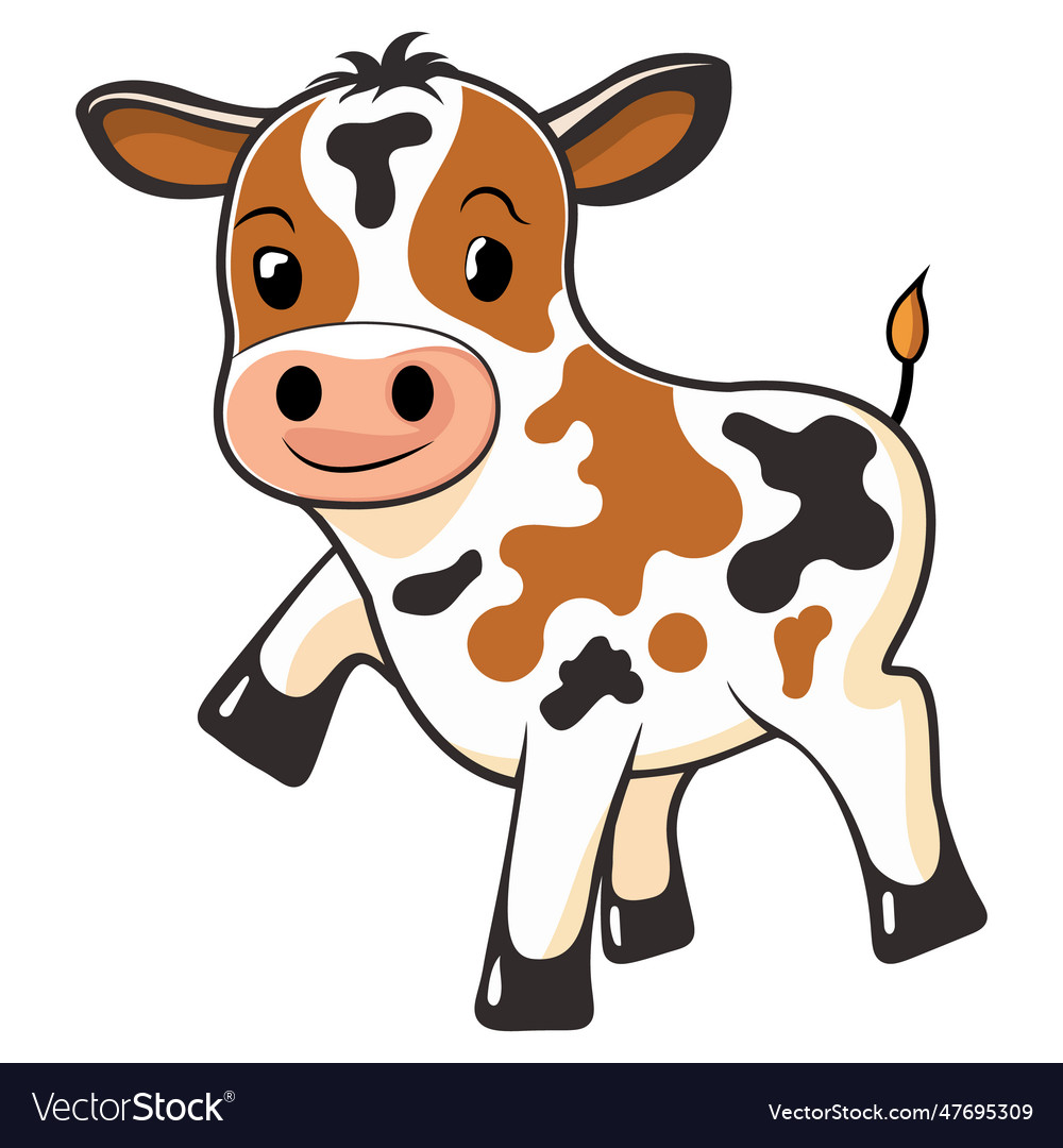 Cow flat cartoon style mascot logo Royalty Free Vector Image