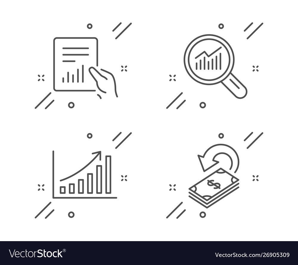 Data analysis document and graph chart icons set vector image Data analysis document and graph chart icons set