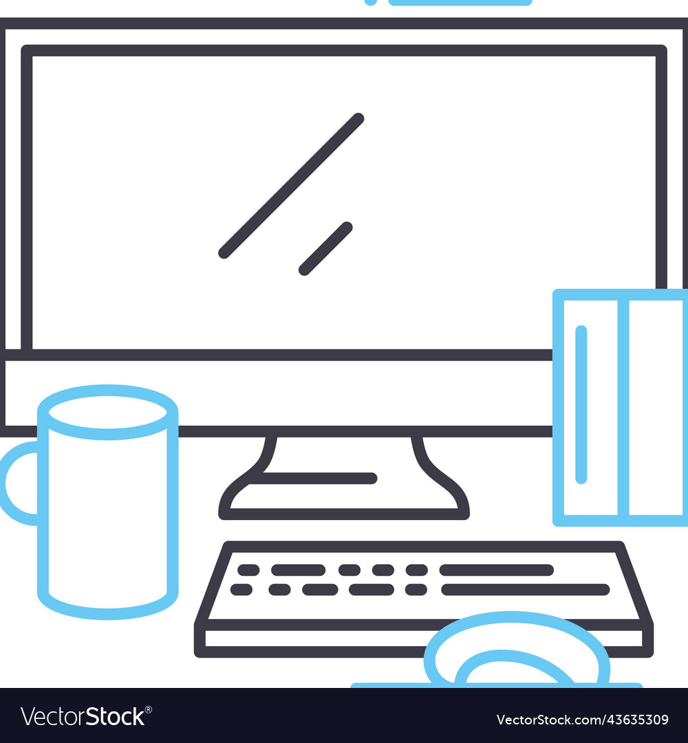 Desktop computer line icon outline symbol