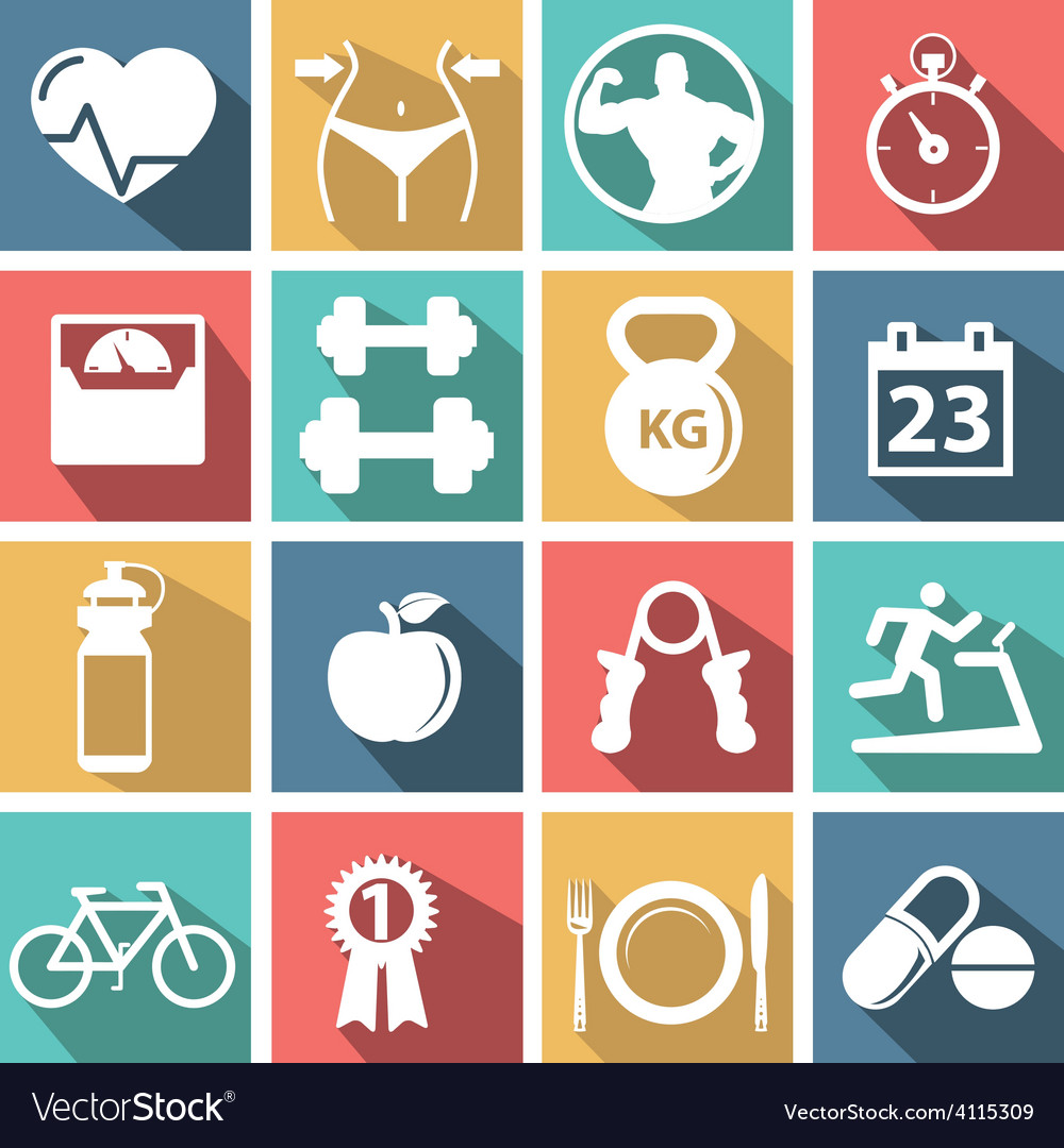 Fitness icons Royalty Free Vector Image - VectorStock