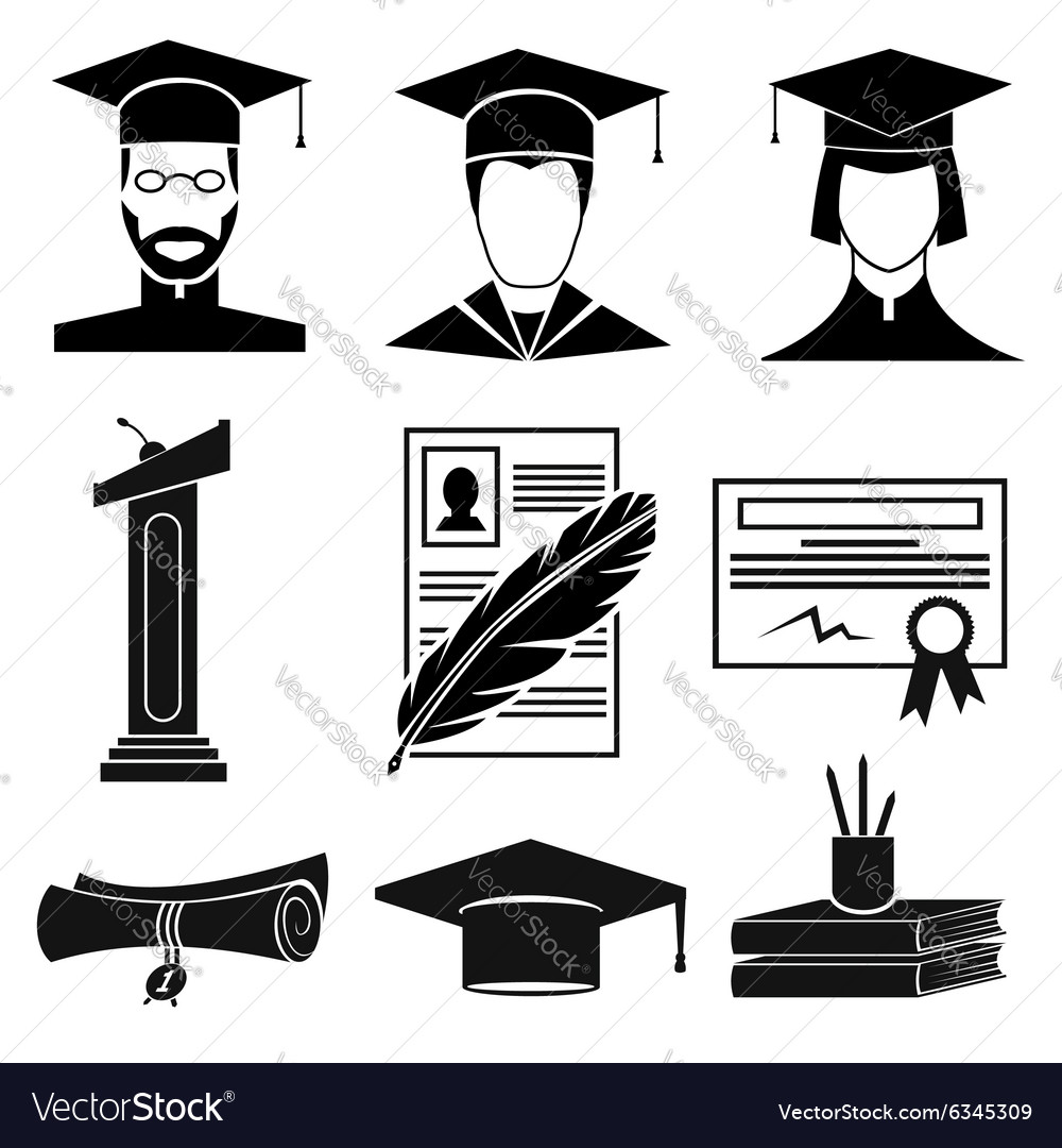 Graduation icons set Royalty Free Vector Image