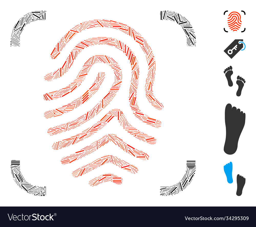 Hatch mosaic fingerprint scan icon vector image Hatch mosaic fingerprint scan icon
