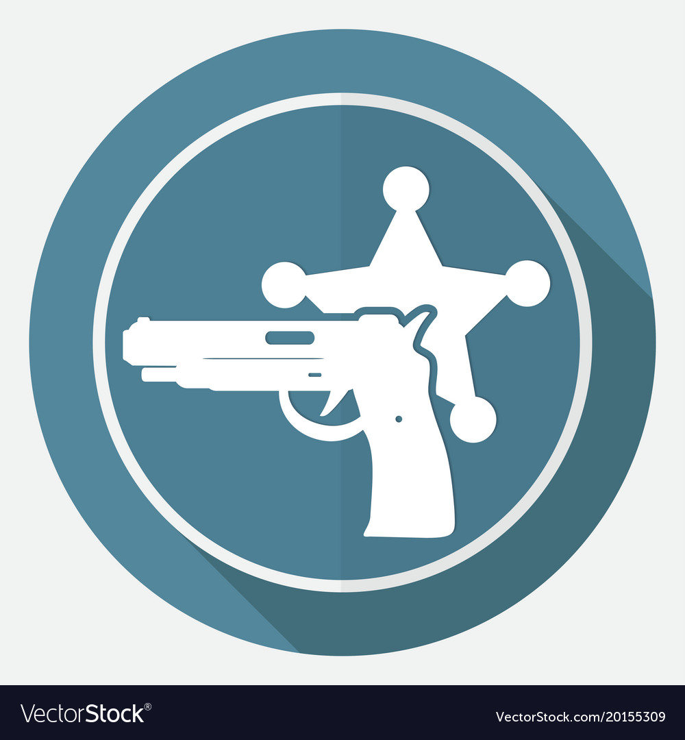 Icon modern police on white circle with a long