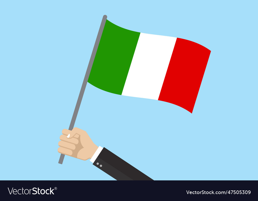 Italy waving flag hand holding italian