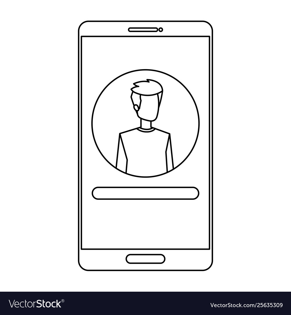 Man acount social in smartphone device character vector image Man acount social in smartphone device character