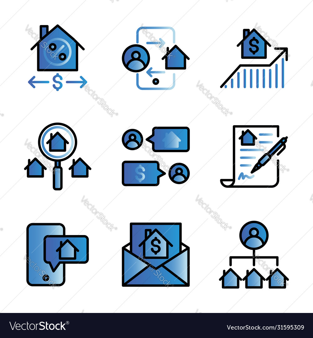 Marketing real estate icon set include