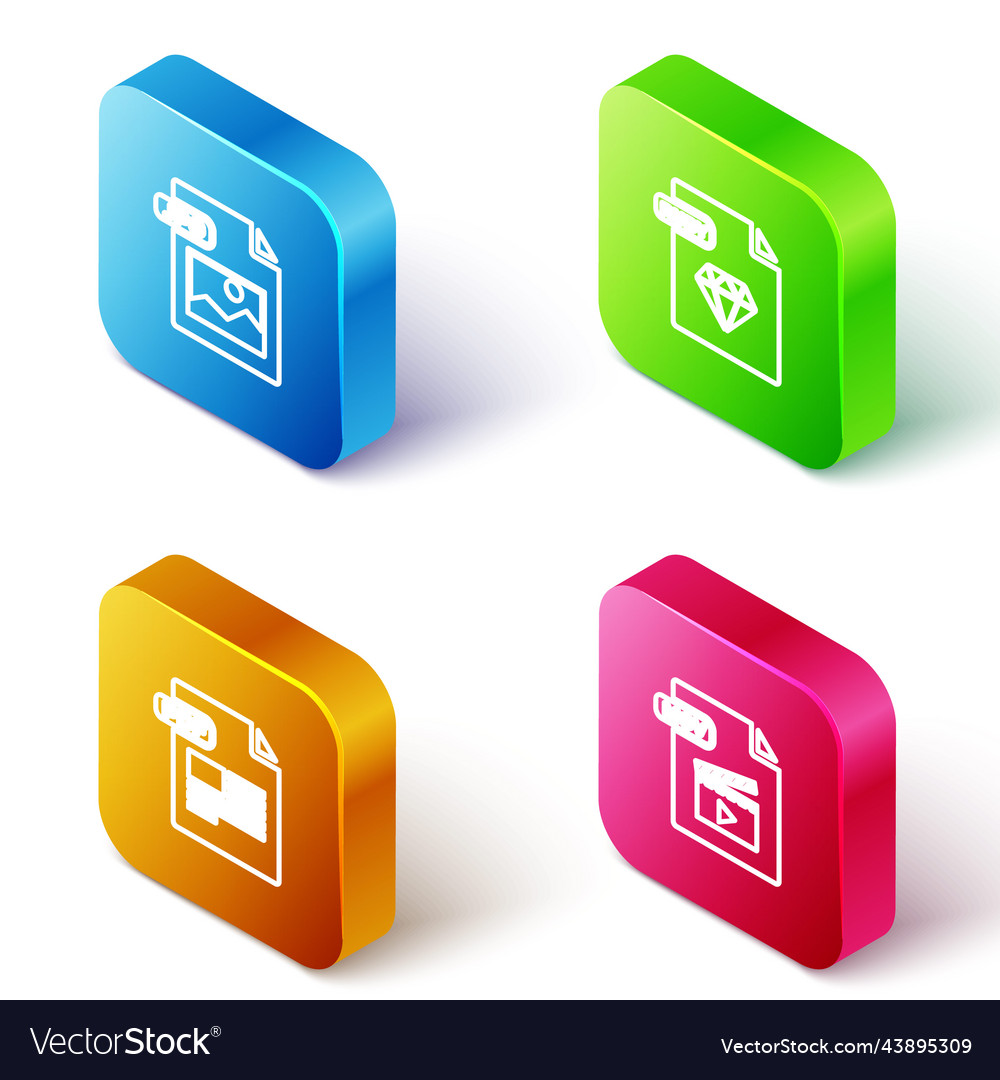 Set isometric line jpg file document ruby pdf vector image Set isometric line jpg file document ruby pdf