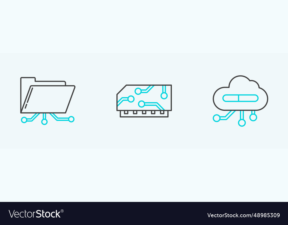 Set line internet of things folder and lock vector image Set line internet of things folder and lock