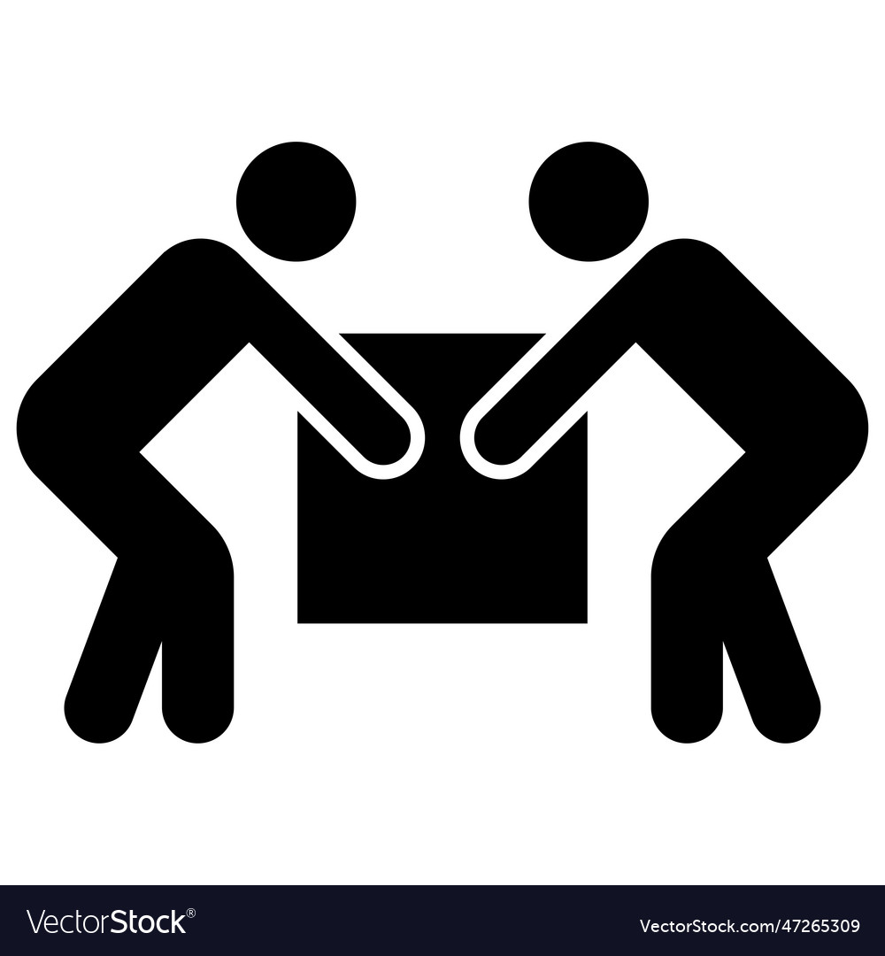 Two person lift symbol sign isolate on white