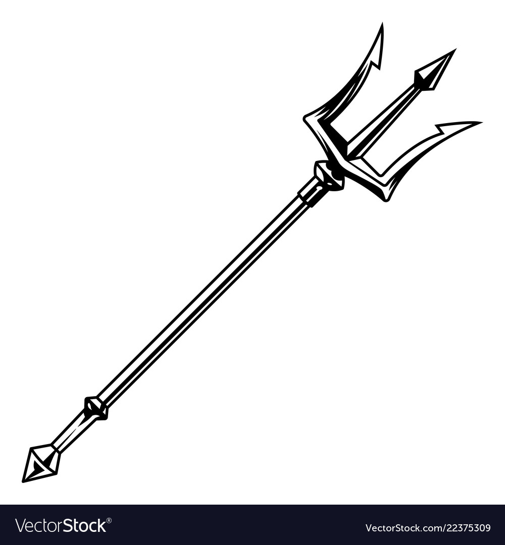 Vintage monochrome poseidon trident template Vector Image