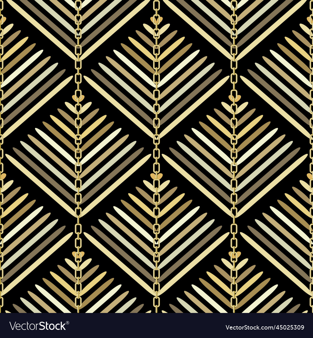 Zigzag seamless pattern gold chains zig zag Vector Image