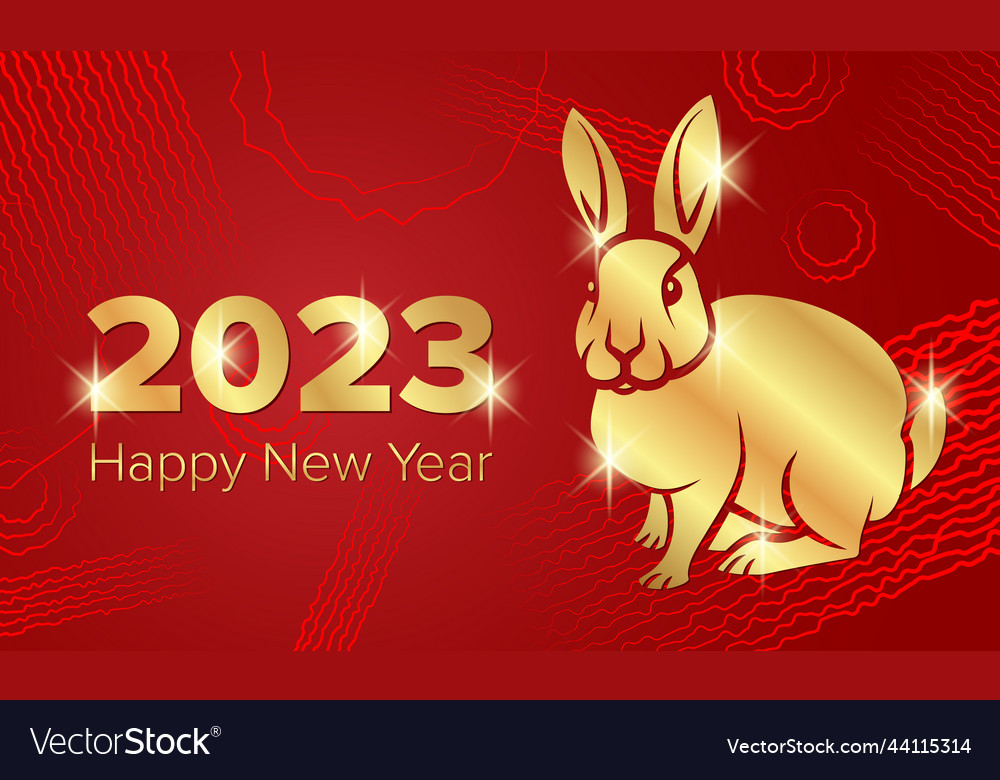 Chinese new year 2023 banner with a golden rabbit Vector Image