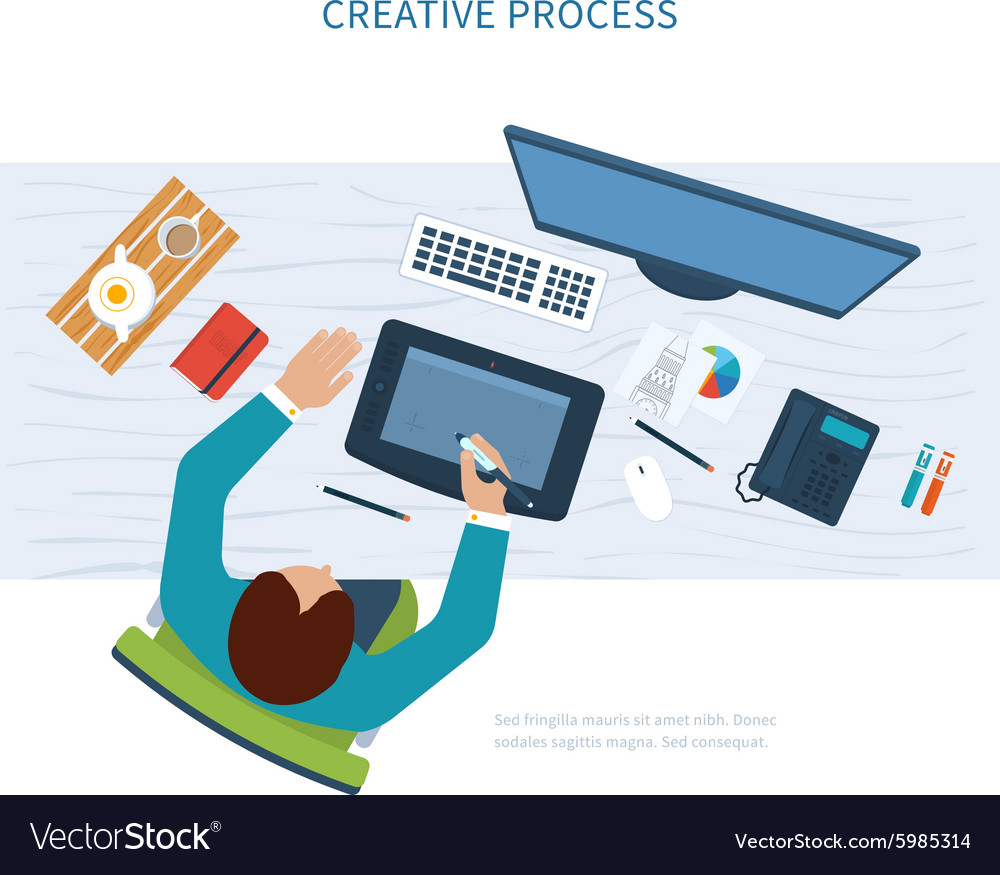 Designer office workspace with tools and devices