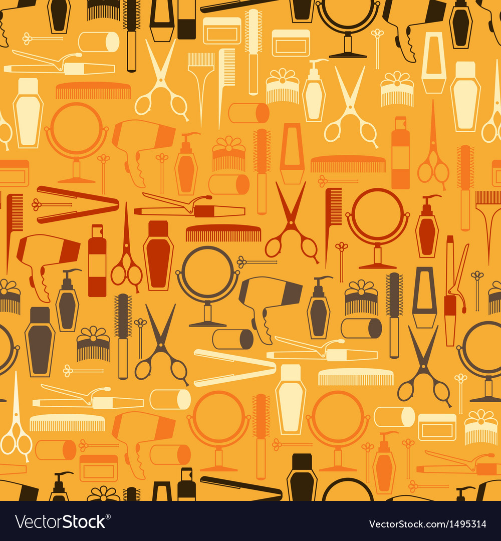 Hairdressing tools seamless pattern in retro style