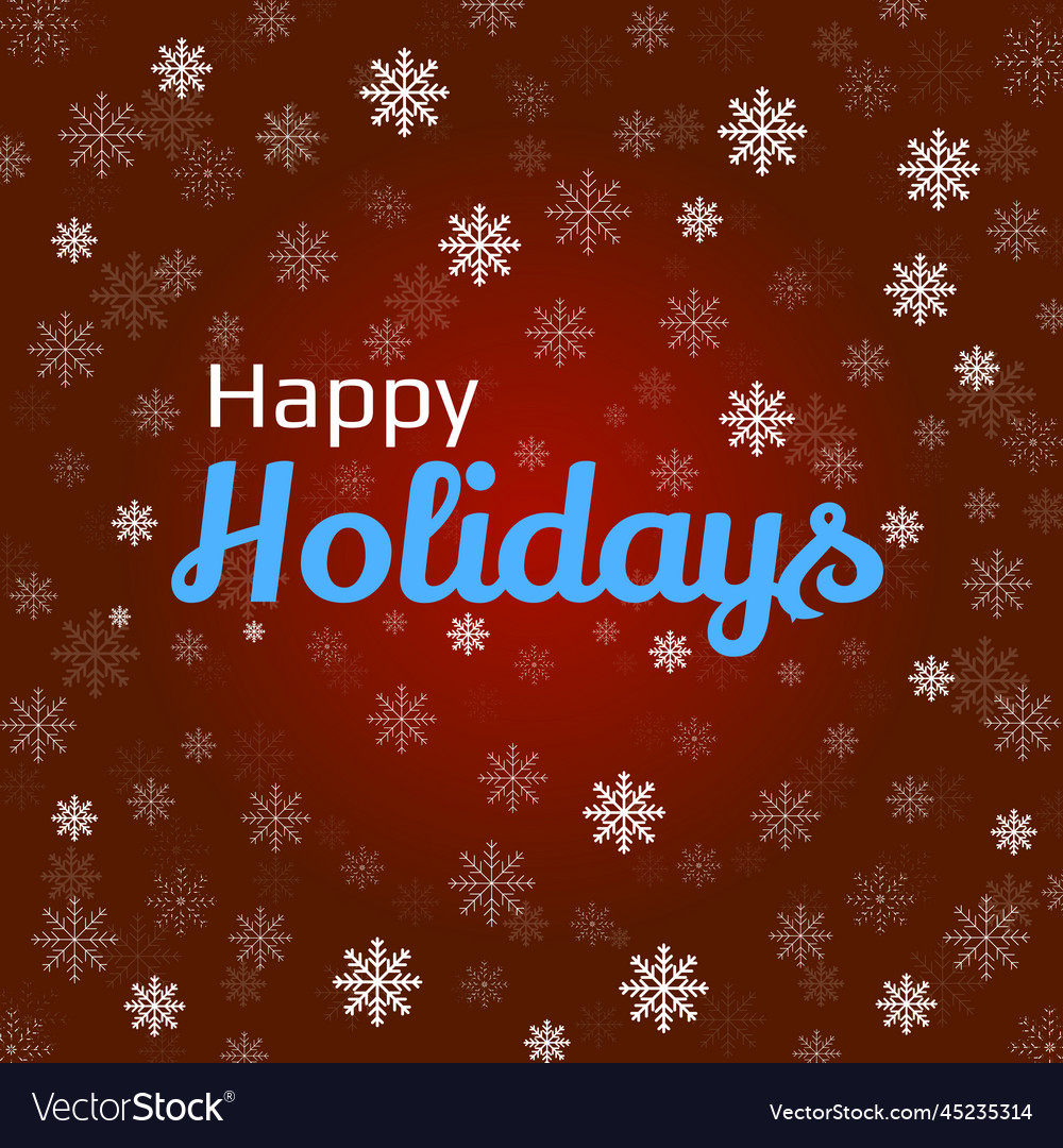 Happy holidays text with snowflakes Royalty Free Vector