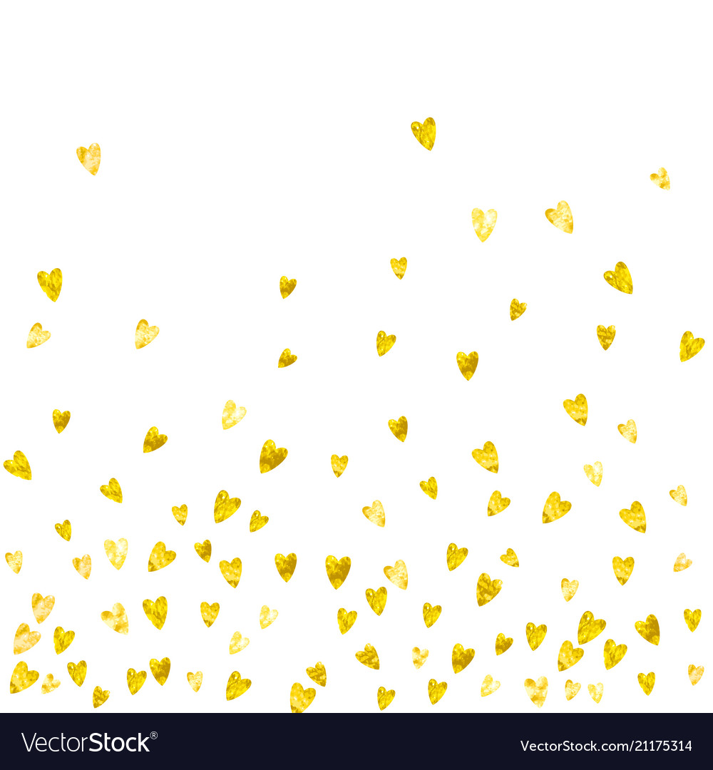 Heart frame background with gold glitter hearts Vector Image