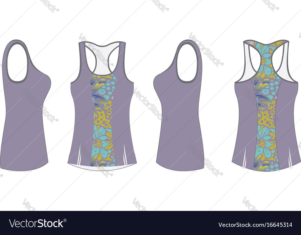 Download Ladies printed sport tank top template Royalty Free Vector