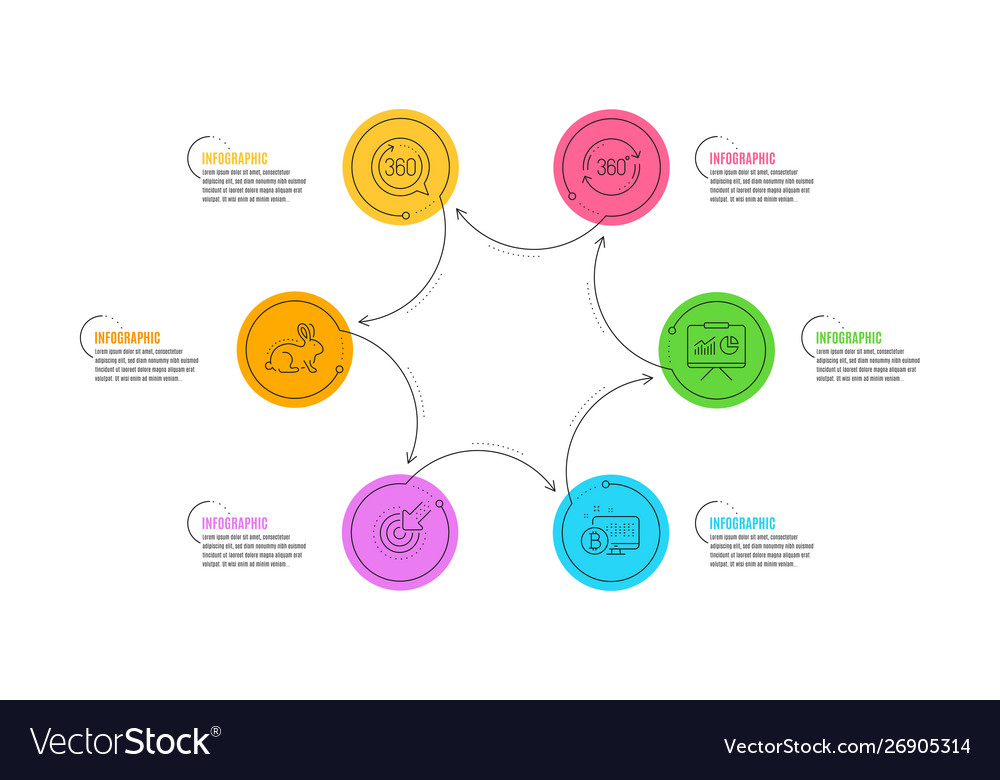 Presentation bitcoin system and 360 degrees icons vector image Presentation bitcoin system and 360 degrees icons