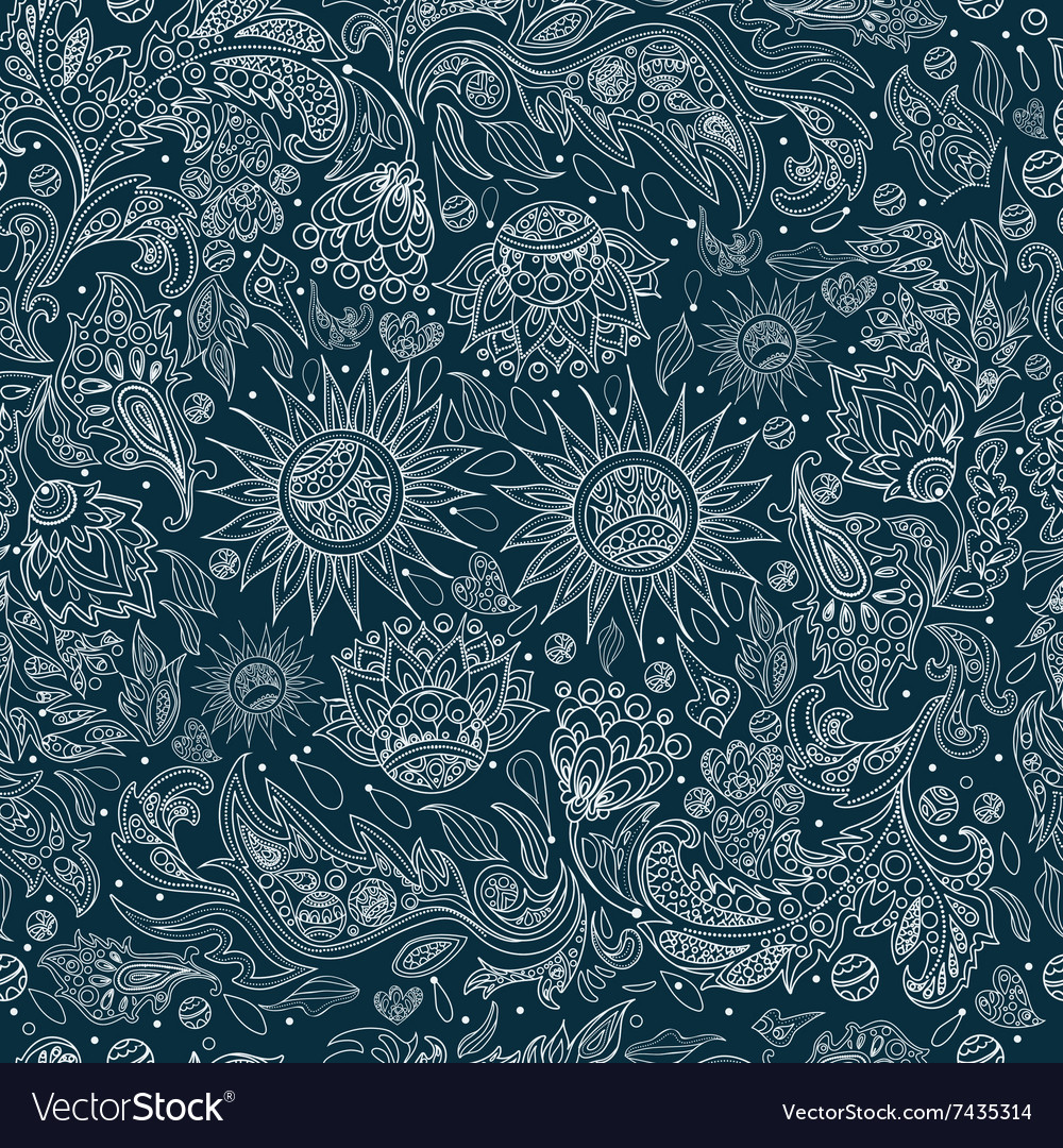 Seamless ethnic tribal pattern with flowers