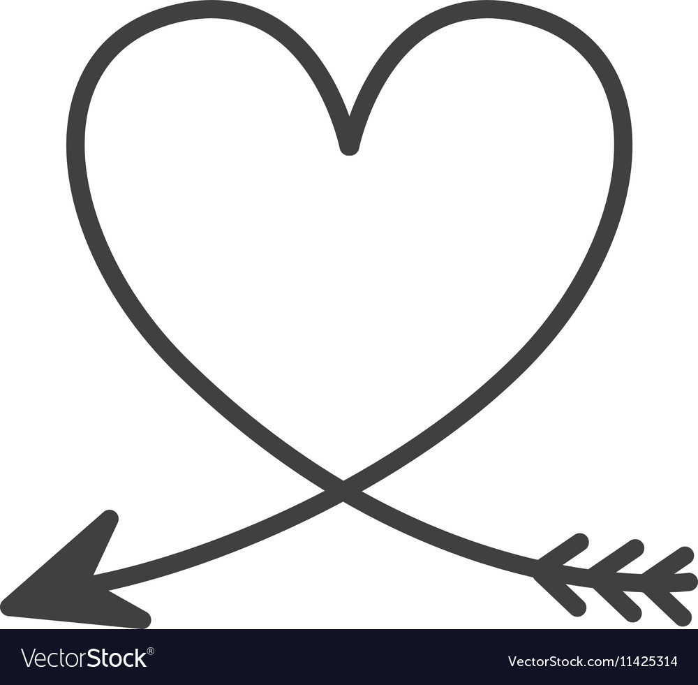 Silhouette of heart with arrow Royalty Free Vector Image