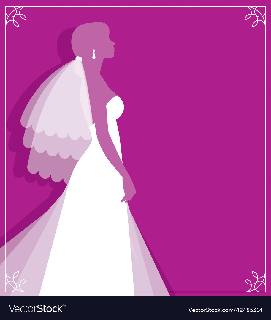Silhouette of young bride in wedding dress vector image Silhouette of young bride in wedding dress
