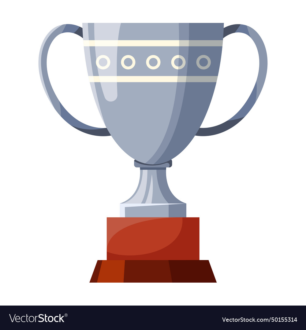 Silver cup with big handles Royalty Free Vector Image