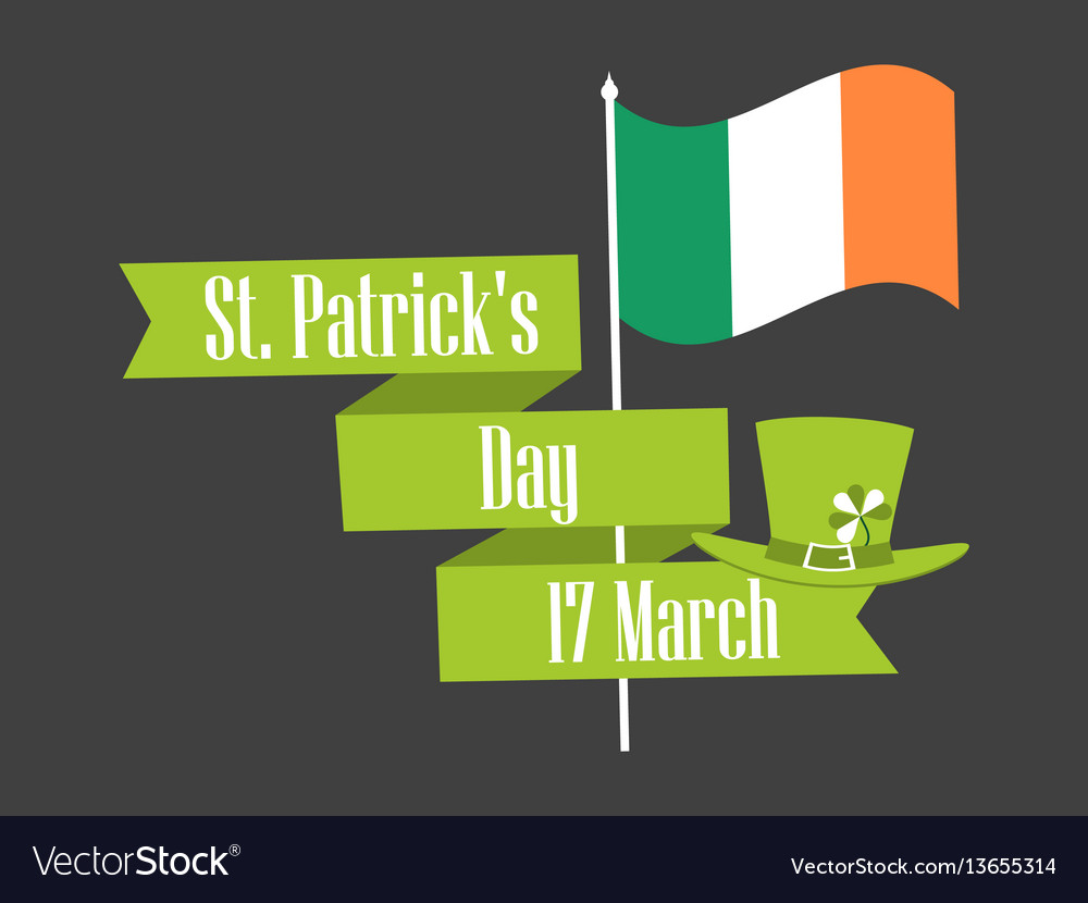 Stpatrick s day ribbon with text and flag vector image Stpatrick s day ribbon with text and flag