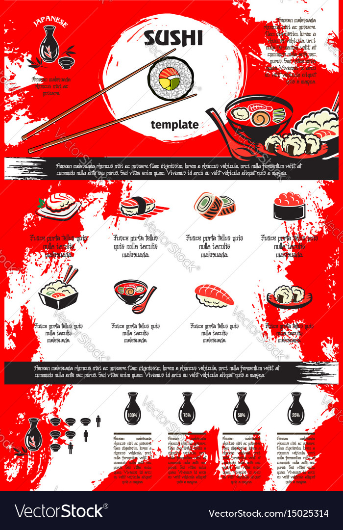 Sushi and seafood dishes menu template design Vector Image