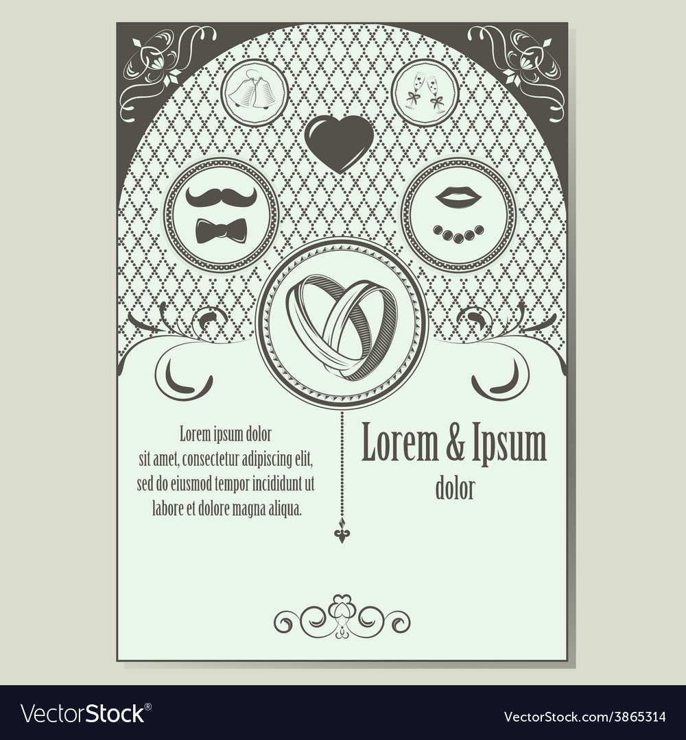 Vintage wedding invitation with place for text