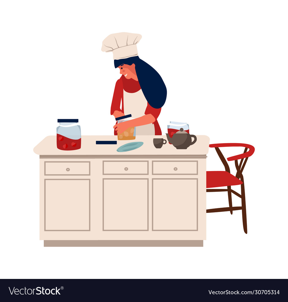 Woman with hobbies characters cooking Royalty Free Vector