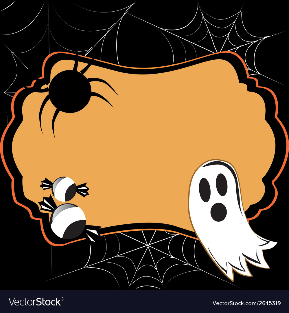 A ghost with two candies and spider composing