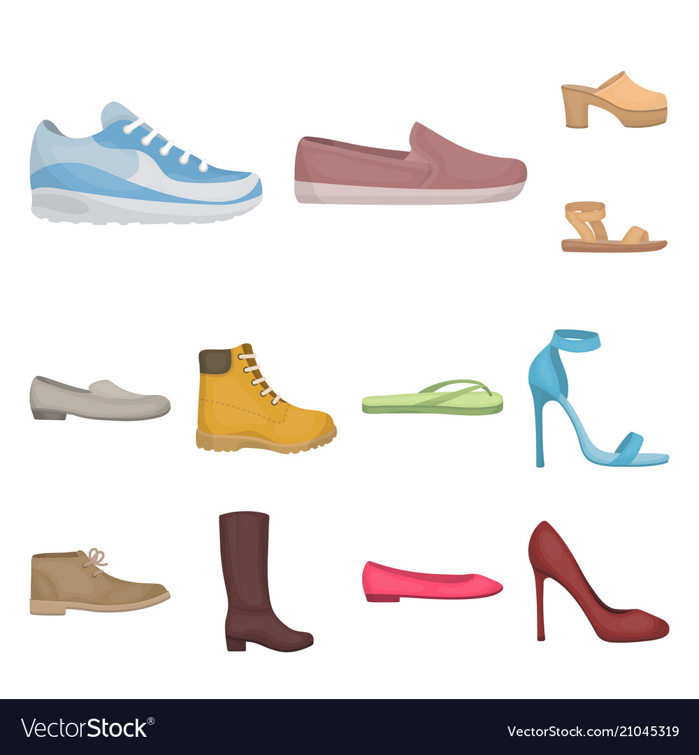 A variety of shoes cartoon icons in set collection