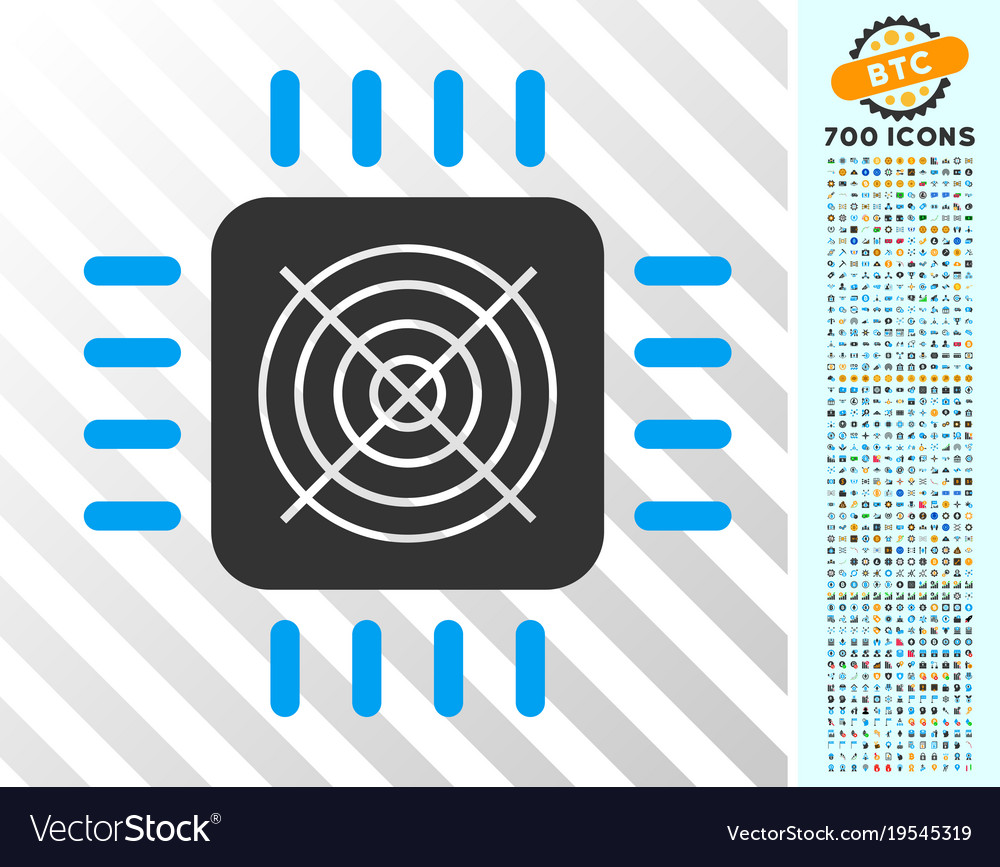Asic processor flat icon with bonus