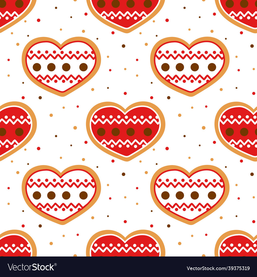 Decorated hearts traditional baked goods seamless