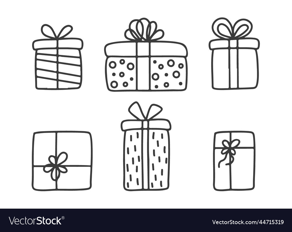 Gift box decoration for holiday doodle sketch Vector Image