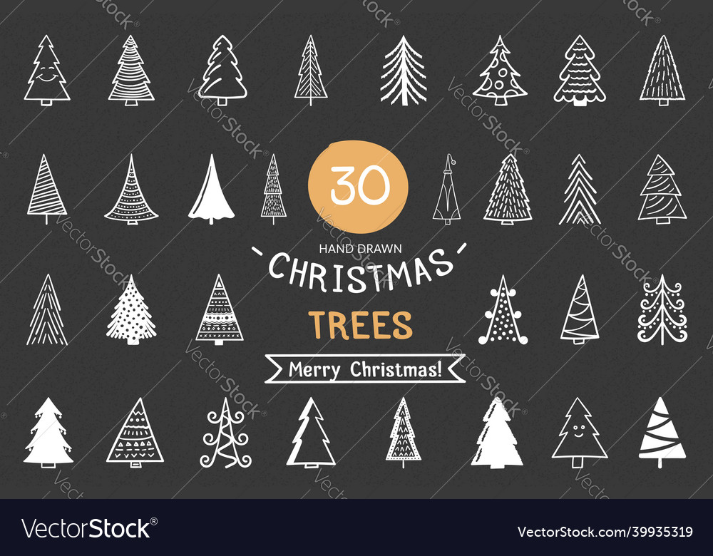 Hand drawn christmas trees vector image Hand drawn christmas trees