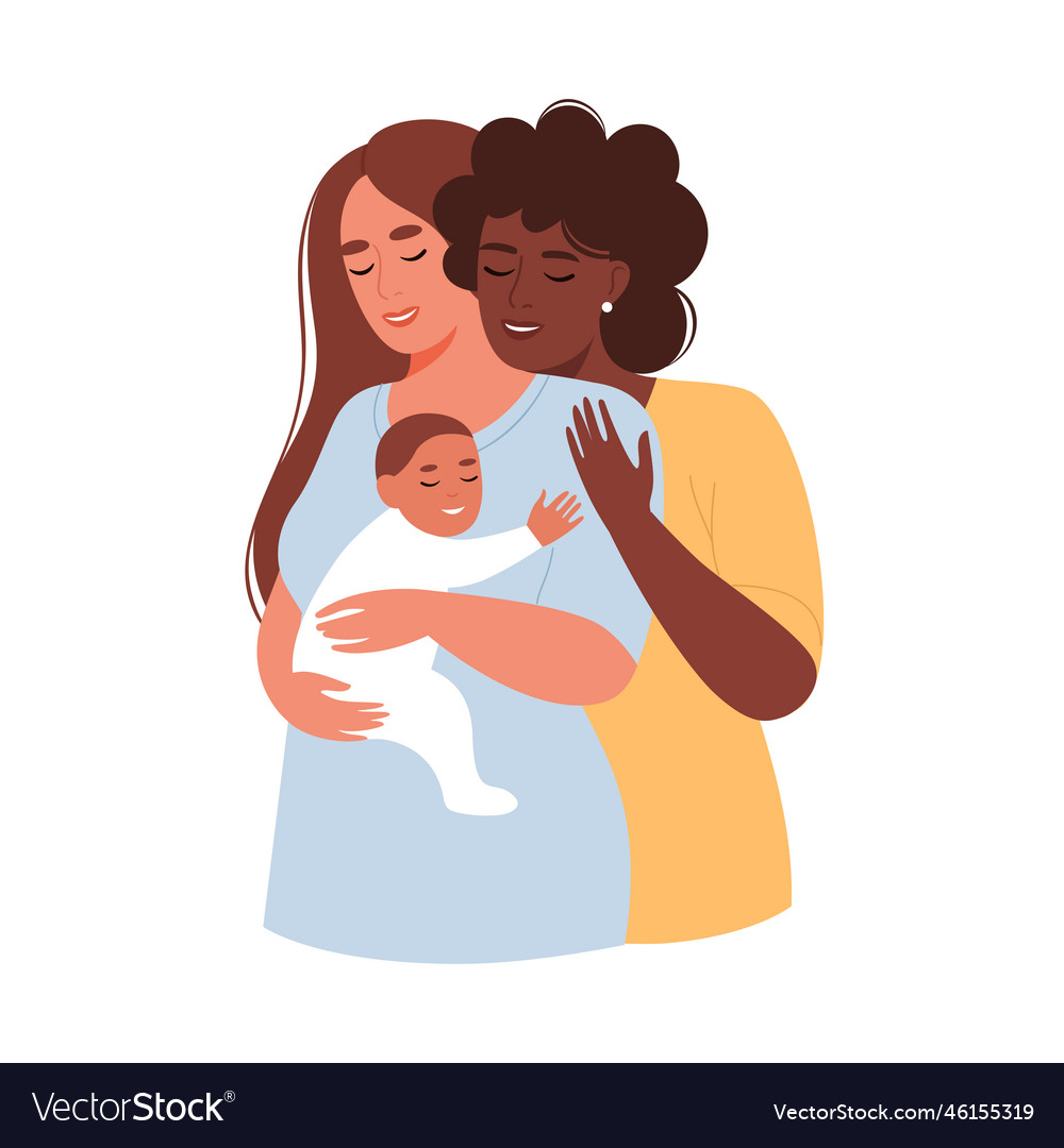 Happy lgbt family with baby Royalty Free Vector Image