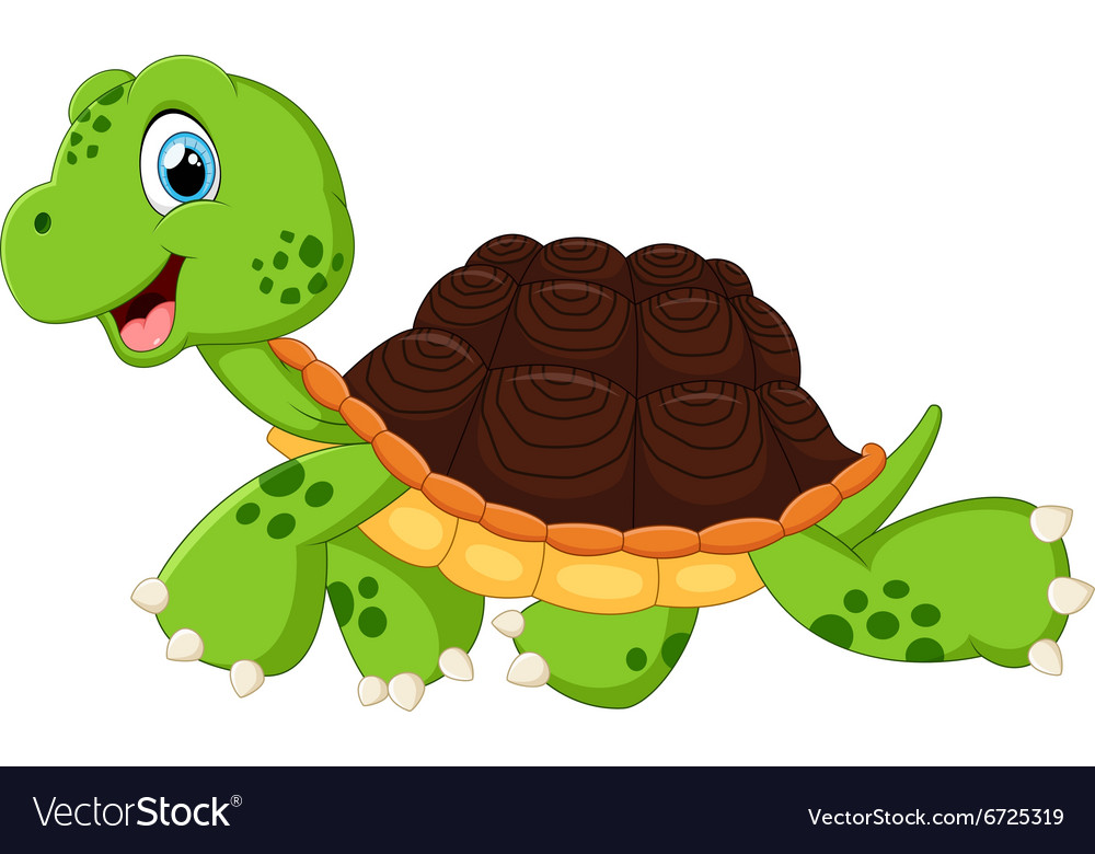 Happy turtle walking Royalty Free Vector Image